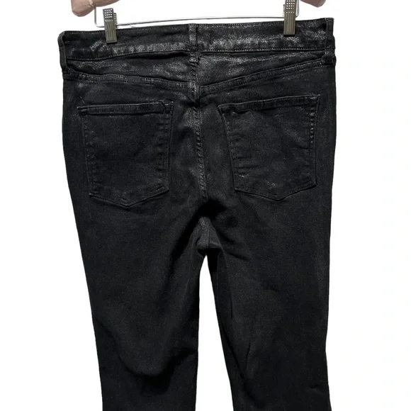 WE The Free Womens Black High Rise Coated Shimmer Denim Skinny Jeans 32 - Picture 9 of 13
